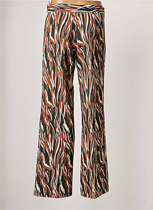 Pantalon flare taille à pinces taille haute marron EMA BLUE'S femme