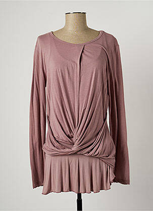 Top tissage jersey manches longues rose DEHA femme