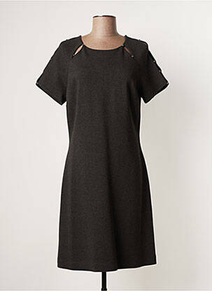 Robe mi-longue fermeture zippée au dos manches courtes gris EVA KAYAN femme