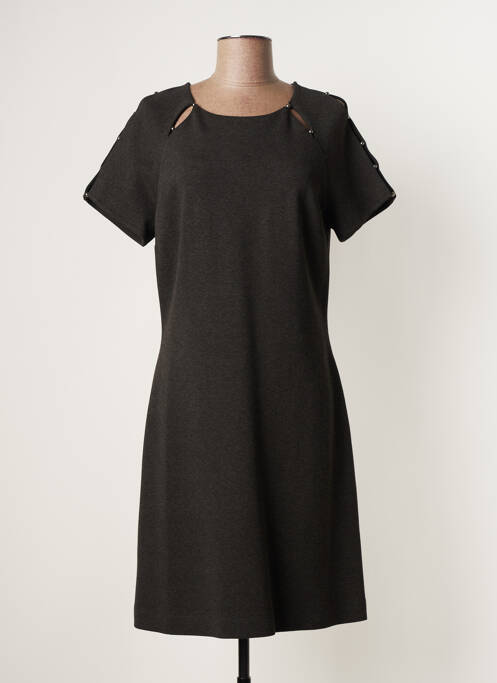 Robe mi-longue fermeture zippée au dos manches courtes gris EVA KAYAN femme