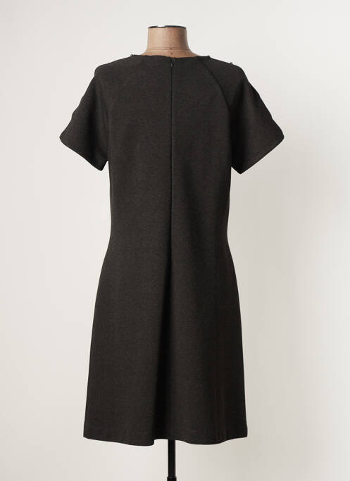 Robe mi-longue fermeture zippée au dos manches courtes gris EVA KAYAN femme