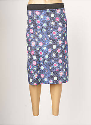 Jupe mi-longue stretch bleu ANIMAPOP femme