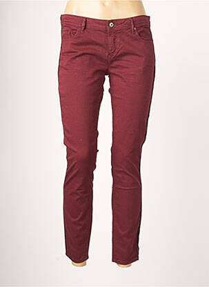 Pantalon slim broderie rivets taille basse rouge SUN VALLEY femme