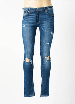 Jeans coupe slim fermeture boutonnée sur le devant taille basse bleu JACK & JONES homme
