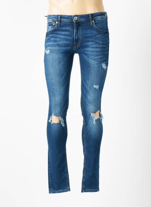 Jeans coupe slim fermeture boutonnée sur le devant taille basse bleu JACK & JONES homme