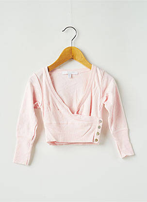 Gilet cache-cœur manches longues rose LISA ROSE fille