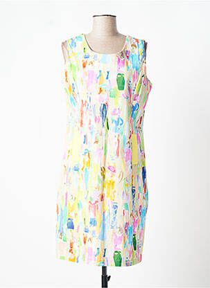 Robe mi-longue imprimé fantaisie sans manche jaune PAUL BRIAL femme