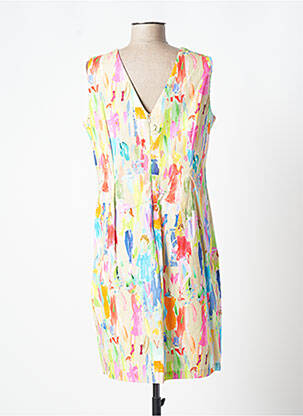 Robe mi-longue imprimé fantaisie sans manche jaune PAUL BRIAL femme