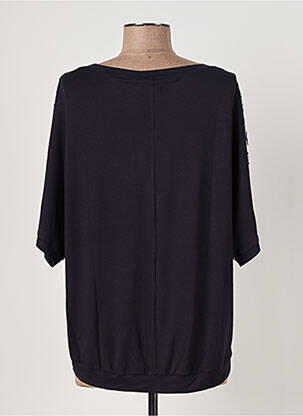 Top tissage crêpe manches courtes bleu QUATRE VINGT JOURS femme