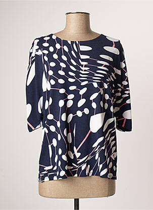 Top stretch manches courtes bleu MARBLE femme