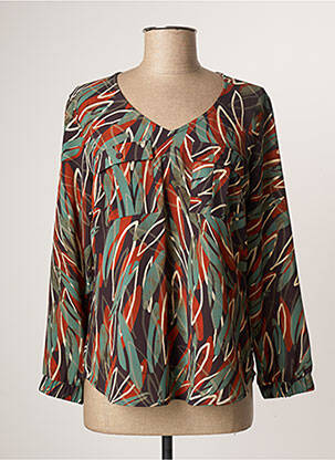 Blouse imprimé fantaisie manches longues vert COMME ÇA femme