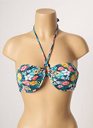 Haut de maillot de bain stretch haut soutien-gorge push-up bleu YSABEL MORA femme