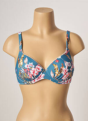 Haut de maillot de bain stretch haut soutien-gorge moulé bleu OLYMPIA femme