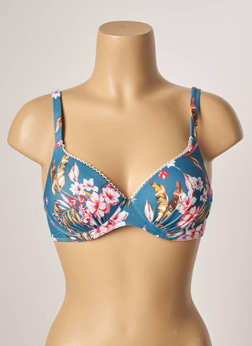 Haut de maillot de bain stretch haut soutien-gorge moulé bleu OLYMPIA femme