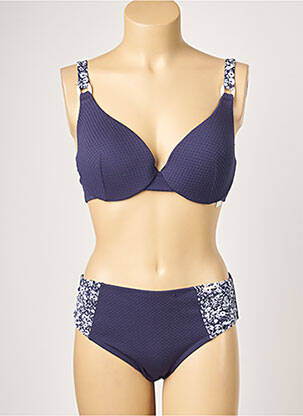 Maillot de bain 2 pièces stretch haut soutien-gorge moulé bleu YSABEL MORA femme