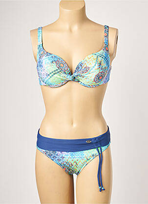 Maillot de bain 2 pièces stretch haut soutien-gorge moulé bleu SUN PLAYA femme