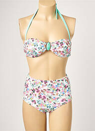 Maillot de bain 2 pièces stretch haut bandeau blanc KIWI femme