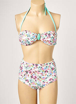 Maillot de bain 2 pièces stretch haut bandeau blanc KIWI femme