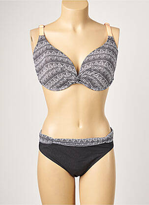 Maillot de bain 2 pièces stretch haut soutien-gorge moulé noir SUN PLAYA femme