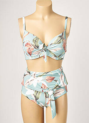 Maillot de bain 2 pièces stretch haut soutien-gorge moulé bleu MOONTIDE femme