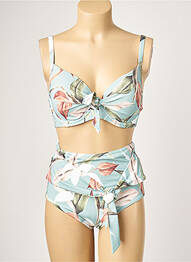 Maillot de bain 2 pièces stretch haut soutien-gorge moulé bleu MOONTIDE femme