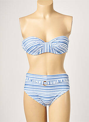 Maillot de bain 2 pièces stretch haut soutien-gorge balconnet bleu YSABEL MORA femme