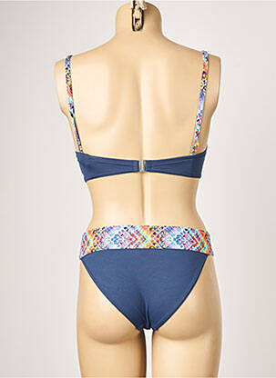 Maillot de bain 2 pièces stretch haut soutien-gorge balconnet bleu LPB femme
