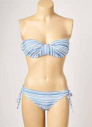 Maillot de bain 2 pièces stretch haut bandeau bleu YSABEL MORA femme