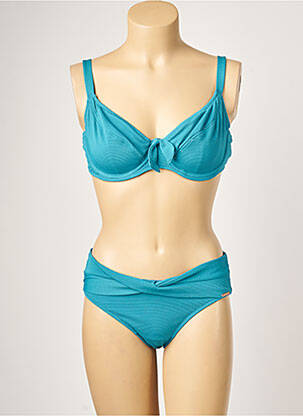 Maillot de bain 2 pièces stretch haut soutien-gorge emboitant bleu YSABEL MORA femme