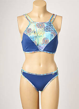 Maillot de bain 2 pièces stretch haut soutien-gorge emboitant bleu SUN PLAYA femme