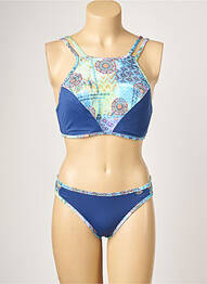 Maillot de bain 2 pièces stretch haut soutien-gorge emboitant bleu SUN PLAYA femme