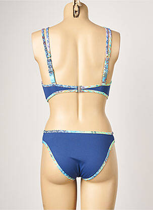 Maillot de bain 2 pièces stretch haut soutien-gorge emboitant bleu SUN PLAYA femme