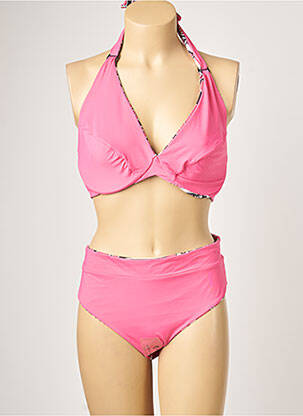 Maillot de bain 2 pièces stretch haut triangles rose MOONTIDE femme