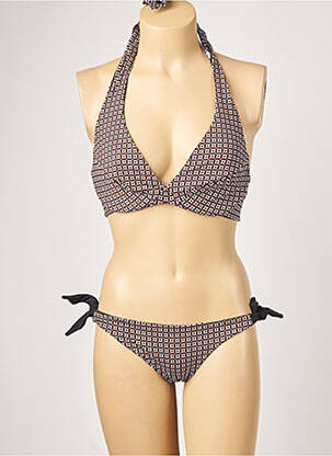 Maillot de bain 2 pièces stretch haut triangles noir MOONTIDE femme