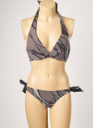 Maillot de bain 2 pièces stretch haut triangles noir MOONTIDE femme