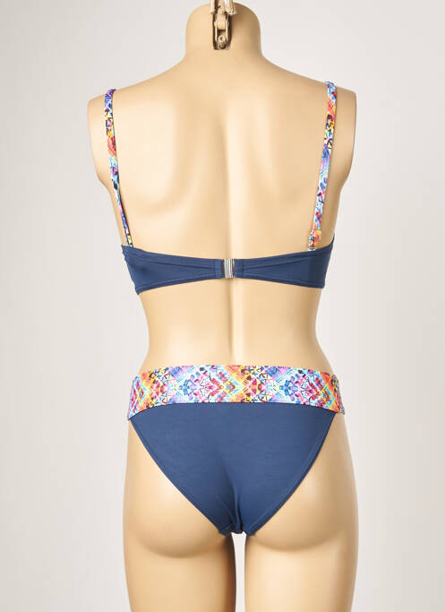 Maillot de bain 2 pièces stretch haut soutien-gorge balconnet bleu LPB femme