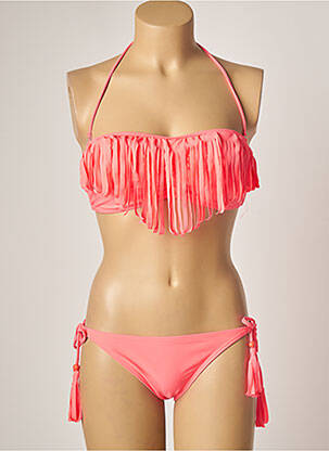 Maillot de bain 2 pièces fermeture clip haut soutien-gorge moulé orange DAG ADOM femme