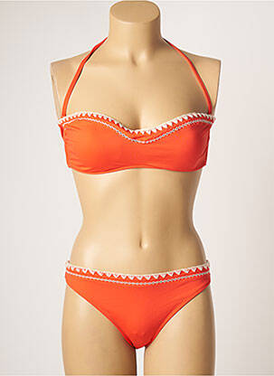 Maillot de bain 2 pièces stretch haut bandeau orange BORABORA femme