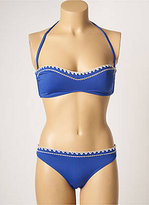 Maillot de bain 2 pièces stretch haut bandeau bleu BORABORA femme