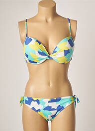 Maillot de bain 2 pièces fermeture liens à nouer haut soutien-gorge push-up bleu BRIGITTE BARDOT femme