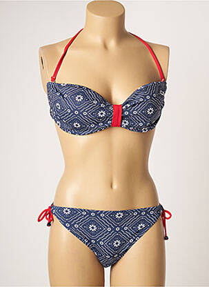 Maillot de bain 2 pièces fermeture clip haut soutien-gorge avec mousse de rembourrage amovible bleu BORABORA femme