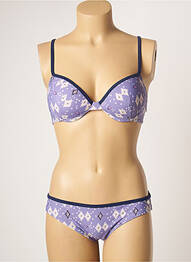 Maillot de bain 2 pièces fermeture clip haut soutien-gorge push-up violet LULUCASTAGNETTE femme