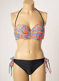 Maillot de bain 2 pièces fermeture clip haut soutien-gorge push-up orange DAG ADOM femme