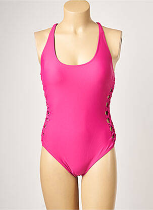 Maillot de bain 1 pièce effet matière satinée haut soutien-gorge avec mousse de rembourrage amovible rose YSABEL MORA femme