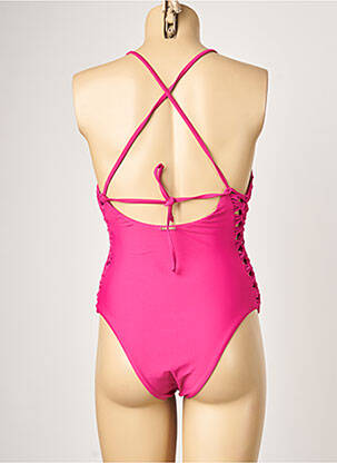Maillot de bain 1 pièce effet matière satinée haut soutien-gorge avec mousse de rembourrage amovible rose YSABEL MORA femme