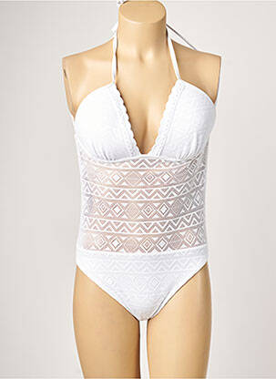 Maillot de bain 1 pièce effet matière satinée haut soutien-gorge moulé blanc DAG ADOM femme