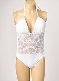 Maillot de bain 1 pièce effet matière satinée haut soutien-gorge moulé blanc DAG ADOM femme