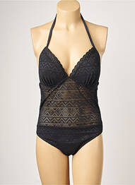 Maillot de bain 1 pièce effet matière satinée haut soutien-gorge moulé noir DAG ADOM femme