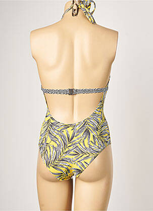 Maillot de bain 1 pièce imprimé fantaisie haut soutien-gorge avec mousse de rembourrage amovible jaune PLAGE DU SUD femme