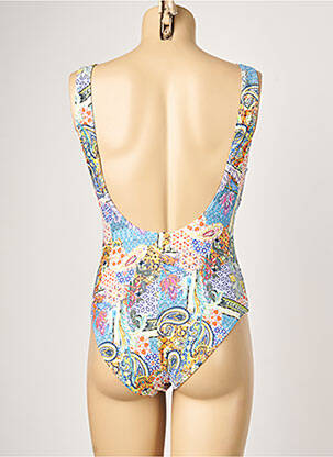 Maillot de bain 1 pièce imprimé fantaisie haut soutien-gorge avec mousse de rembourrage amovible bleu PIHA femme
